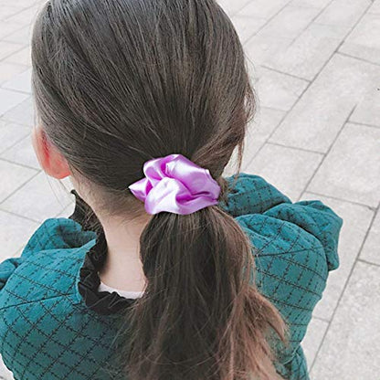 Cubaco 12 Pieces Satin Hair Scrunchies Elastic Hair Bobbles Scrunchy Hair Ties Ponytail Holder Hair Ties, Purple Lovers - color: Purple