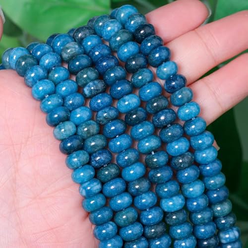 Songxi 5x8mm Natural Apatite Stone Rondelle Beads, 75PCS Spacer Round Loose Abacus Beads for Jewelry Making, Gemstone for Bracelet Necklace Earrings, Arts and Crafts - color: Apatite Stone