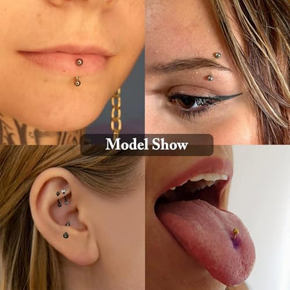 9PCS Gold Eyebrow Piercing Jewelry Titanium, Rook Jewelry Gold Surgical Steel Silver Eyebrow Rings for Women Men CZ Tiny Labret Lip Daith Navel Belly Button Helix Tragus Piercing Jewelry 16G 6mm/8mm/10mm - style: Eyebrow-6mm-9pcs