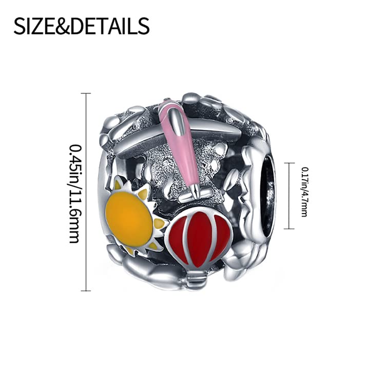 LIGHTDOG 925 Sterling Silver Charms for Bracelets Necklaces Dangle Pendants Beads Charms Fits Pandora Charms Bracelets Jewelry Holidays Gift for Women - style: Fantasy Journey Flying Rainbow Sky Charm