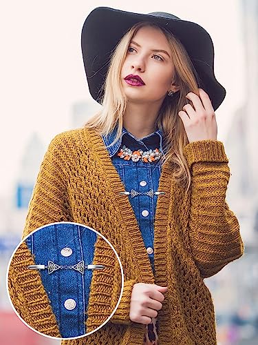 Hicarer 6 Pieces Vintage Shirt Dress Cardigan Clip, Waist Clip for Women, Sweater Shawl Brooch Jacket for Clothing - style: Exquisite Style