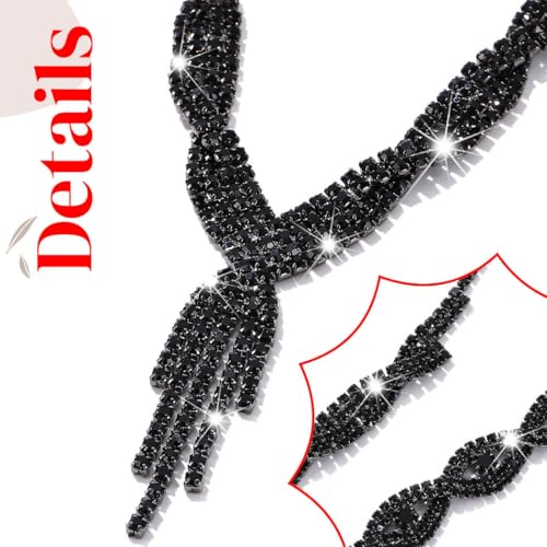Sixexey Rhinestone Jewelry Set Wedding Jewelry Prom Costume Necklace Jewelry for Women - color: Black