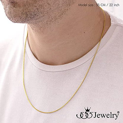 555Jewelry 1.2mm Stainless Steel Snake Chain Necklace for Men & Women, 16-28 Inch - color: Gold