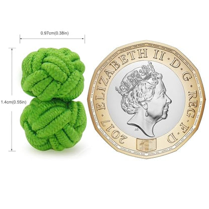 HONEY BEAR Round Silk Knot Elastic Fabric Cufflinks for Men Women 1 Pair | Wedding Business, Tarnish-Resistant, for Groomsmen, Father, Husband, Wife, Anniversary, and Formal Events - style: Bright Green