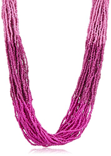 Bohemian handmade beaded statement necklace for women and girls by Ishvaku - color: Fuchsia