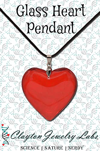 Large Red Semi-Transparent Solid Glass Heart Pendant Necklace - style: Large Purple