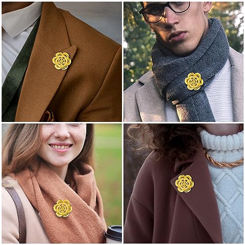 18K Gold Tone lapel Pins Brooch for Men Suit, Metal Flower Brooch Pins for Women, Mens Suit Accessories on Wedding Birthday Anniversary Father's Day. - color: flower
