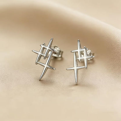 Gold Plated Minimalist Geometric Cross Star Stud Earrings with Hypoallergenic Stainless Steel Posts for Daily and Party Wear