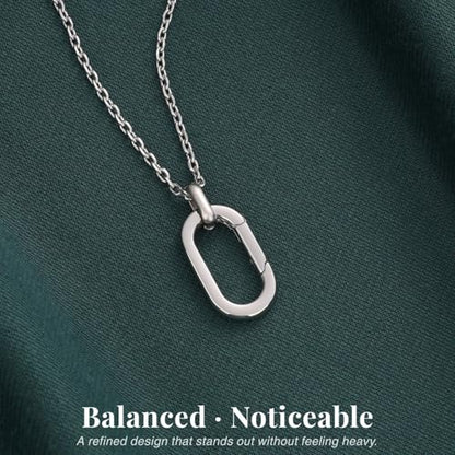 SAMYA Stainless Steel Necklace for Women | Minimalist Oval Clasp Necklace and Paperclip Chain Necklace, Modern Gold Silver Tone Necklace - color: Silver