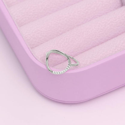 LeCalla 925 Sterling Silver Open Circle, Horseshoe & Tree of Love Designs Finger Ring | Minimalist Wedding Ring Jewelry | Lucky Charm Designs Rings with Cubic Zirconia | Women's Silver Rings - style: Silver CZ Round Circle