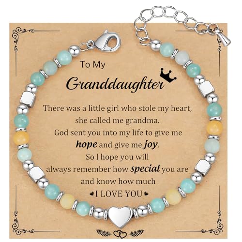 Best Friend Bracelet Gifts for Women Sister Bestie, Christmas Gift for Teens Mom Daughter Granddaughter Birthday Gift for Her Stocking Stuffers - color: Amazonite-Granddaughter