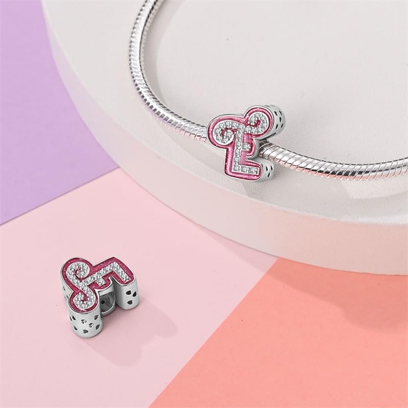 925 Sterling Silver Letter Charms Fits Pandora Bracelets Alphabet AZ Bead Charm for Bracelets Necklace with 5A Cubic Zirconia for Women Birthday Ceremony DIY Jewelry Gift - style: E