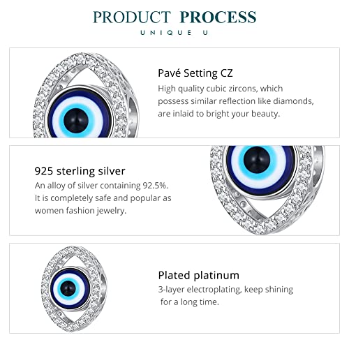 925 Sterling Silver Charms for Bracelet Jewelry Gifts for Women - color: Evil eyes