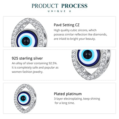 925 Sterling Silver Charms for Bracelet Jewelry Gifts for Women - color: Evil eyes