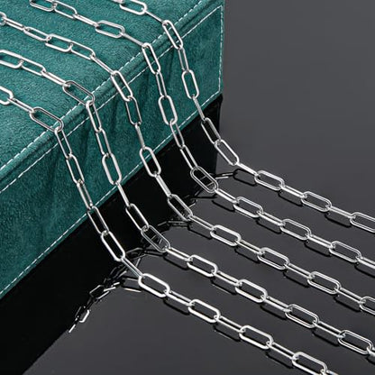 UMAOKANG 6.6 Feet Stainless Steel Chains for Jewelry Making Paperclip Link Craft Chain Roll with Jump Rings and Lobster Clasps - color: Paperclip Silver
