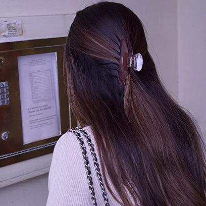 Luxury Mocha Claw Clip for Women | Our Large 4 Inch Hair Clip Creates Beautiful Half Ups, Secure Updos & Chic Daily Styles | Premium Acetate Claw with Secure Hold & Snag Free Teeth for Easy Styling - color: Mocha