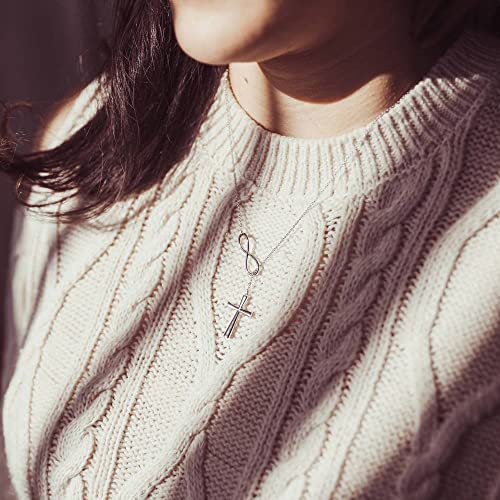 BERRICLE Sterling Silver Lariat Necklace for Women - Celestial Charm, Infinity Cross, Melody Note, Teardrop Styles - style: Infinity Cross
