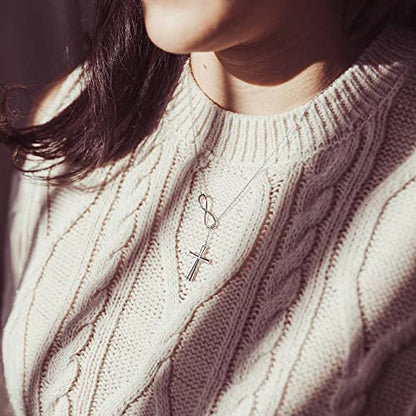 BERRICLE Sterling Silver Lariat Necklace for Women - Celestial Charm, Infinity Cross, Melody Note, Teardrop Styles - style: Infinity Cross