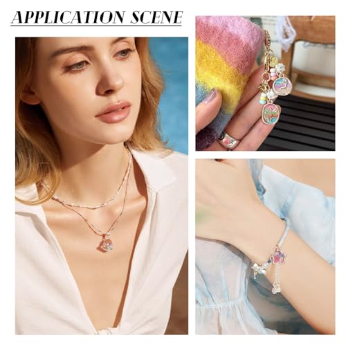 24Pcs Alloy Enamel Butterfly Flower Charms Silver Plated 3D French Style Oil Painting Pendants Vinatge Floral Pearl Bead Charms for Bracelet Necklace Earring - color: Silver Plated, 6 Styles
