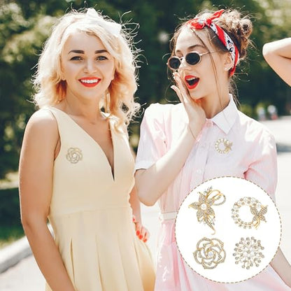 4pcs Brooches and Pins for Women, Flower Brooch, Crystal Pearl Brooch, for Women Fashion Accessories - style: Classic