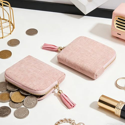 Women's Coin Purses Velvet Mini Travel Jewelry Case Bag with Tassel - color: A- Pink