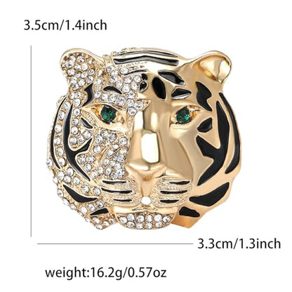 Luxury Crystal Tiger Brooch Pins for Women Men Vintage Gold-Tone Climbing Black Spots Leopard Brooch Fashion Panther Cougar Pin Suit Jackets Coat Animal Jewelry Gift - style: Gold Tiger