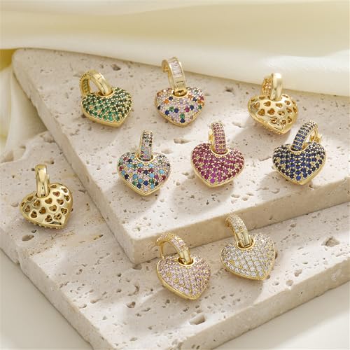 Crystal Heart Hoop Earrings for Women Dainty Fashion Heart Huggie Earrings Colourful Sparkly Crystal 14k Gold Love Heart Dangle Drop Earrings Valentine’s Day Statement Jewelry Gifts - color: Pink