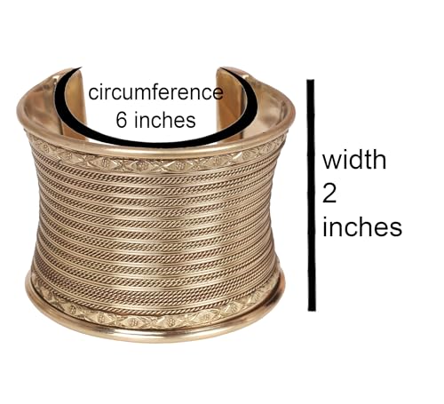 Touchstone Indian Bollywood Desire Brass Base Exotic Workmanship Free Size Cuff Bracelet in Antique Gold Or White Or Copper Tone for Women. - style: D063 Antique Gold 7
