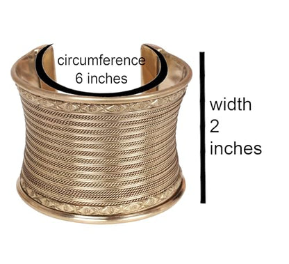 Touchstone Indian Bollywood Desire Brass Base Exotic Workmanship Free Size Cuff Bracelet in Antique Gold Or White Or Copper Tone for Women. - style: D063 Antique Gold 7