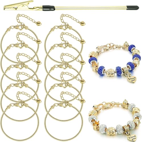 10 Pcs 7.87 Inch Snake Chain Charm Bracelet Chains with Bracelet Helper Adjustable Snake Charm Bracelet with Heart Lobster Clasp Extender Chain DIY Bracelet Chains for Women Jewelry Making Supplies - color: 10PCS 7.87 Inch Snake Bracelet with Bracelet Hel