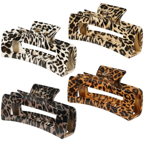 laxizar 4 Pcs Hair Clips 4.1 Inch Claw Clips Leopard Hair Accessories - color: leopard print 2