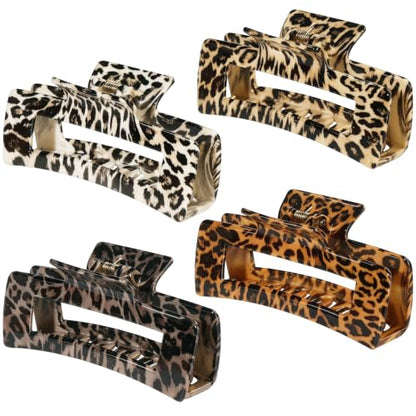 laxizar 4 Pcs Hair Clips 4.1 Inch Claw Clips Leopard Hair Accessories - color: leopard print 2