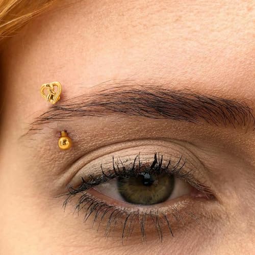 3Pcs Eyebrow Rings, 16G Threaded Gold Rook Earrings Piercing Jewelry for Women Men 316L Stainless Steel Lip Labret Barbells Ring - color: Gold, size: 16 gauge(1.2mm)-6mm