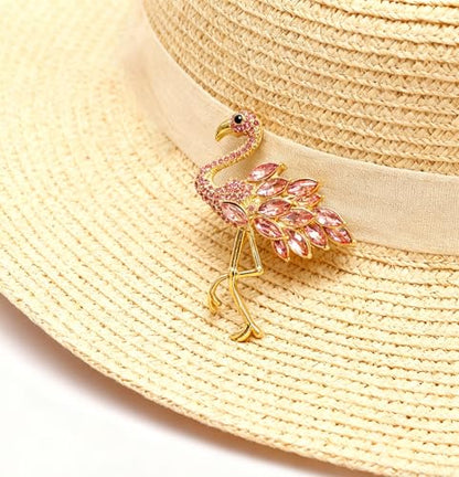 Flamingo Brooch Pins for Women Crystal Rhinestone Pink Bird Animal Broach Dresses Coat Jacket Birthday Wedding Festival Jewellery Gifts