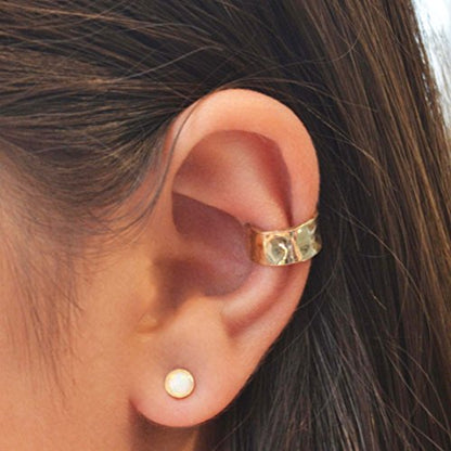 Ear Cuff for Non Pierced Ears Cartilage helix Hammered Ear Cuff for Women Jewelry Earring - color: Gold Filled