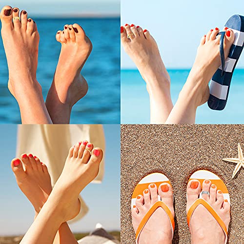 PATISORNA 925 Sterling Silver Open Toe Rings for Women Hypoallergenic Adjustable Cuff Toe Ring Set Minimalistic Toe Rings Foot Jewelry