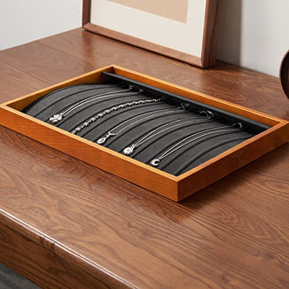 Oirlv Wood 13 Grids Necklace/Bracelet/Pendant Display Tray Jewelry Drawer Organizer Stackable Jewelry Trays(Grey) | Stackable Design,Keep Necklaces Bracelets Flat and Untangled,Organizing and Presentinge Legantly on Dressers&in Dresser - color: Grey 13 gr