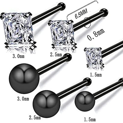 Nose Rings & Studs - 18g, 20g, 22g 14K Gold Bone Nose Studs for Women in Titanium Steel - color: 20g 5pcs Black Bone Shaped 316L Surgical Steel