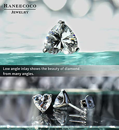 "STUNNING FLAME" Trillion-cut/Cushion-cut/Emerald-cut/Marquise-cut ... 18K White Gold Plated Sterling Silver Cubic Zirconia Simulated Diamond Stud Earrings for Women - color: Heart-Cut, size: medium-white gold plated silver