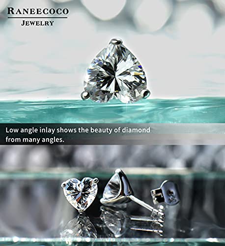 "STUNNING FLAME" Trillion-cut/Cushion-cut/Emerald-cut/Marquise-cut ... 18K White Gold Plated Sterling Silver Cubic Zirconia Simulated Diamond Stud Earrings for Women - color: Heart-Cut, size: medium-white gold plated silver