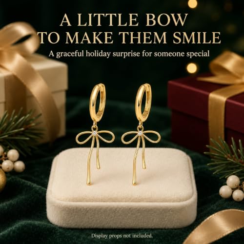 Bow Earrings Red Earrings for Women Dangle Cute Earrings Red Stuff Jewelry Outfits Accessories Gifts for Girls - color: C2:gold bow earrings