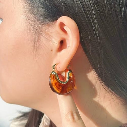 14K Gold Plated Chunky Hoop Earrings for Women Vintage Leopard Print Hoops Large Round Hoop Earrings Jewelry - style: Hoop C