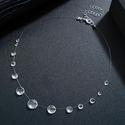 Water Drop Crystal Necklace for Women Simple Clear Minimalist Pendant Necklace Dew Drop Fashion Chain Choker Jewelry Gifts for Women