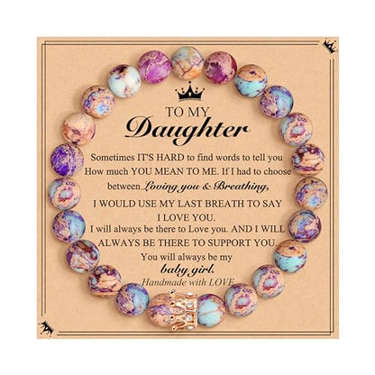 JoycuFF Woman Birthday Gifts Idea Friendship Gifts For Women Best Friends Besties Aunt Female Mom Daughter Granddaughter Gf Anniversary Christmas Graduation Healing Stone Crown Gifts For Her - style: 1.Daughter Gift-Colorful Imperial Jasper
