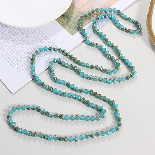 Firstmeet Fashion Beads Rope Knot Long Beaded Necklace Versatile 60" Strand Costume Jewelry for Women - color: XL-1030
