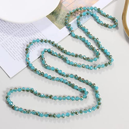 Firstmeet Fashion Beads Rope Knot Long Beaded Necklace Versatile 60" Strand Costume Jewelry for Women - color: XL-1030
