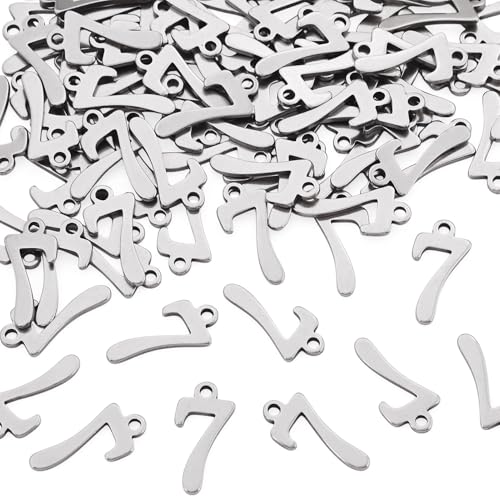 Pandahall 100Pcs Number.7 Stainless Steel Charms 15x7.5x1.5mm Arabic Numerals Pendants for DIY Jewelry Making