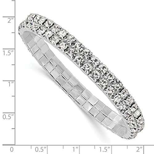 Silver-tone Crystal Stretch Bracelet 7 in