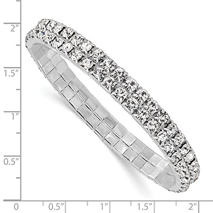 Silver-tone Crystal Stretch Bracelet 7 in