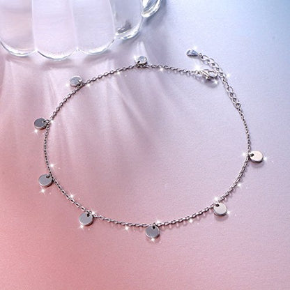 Anklet for Women S925 Sterling Silver Beach Foot Adjustable Ankle Bracelet - style: Wafer: 10+1 Inches
